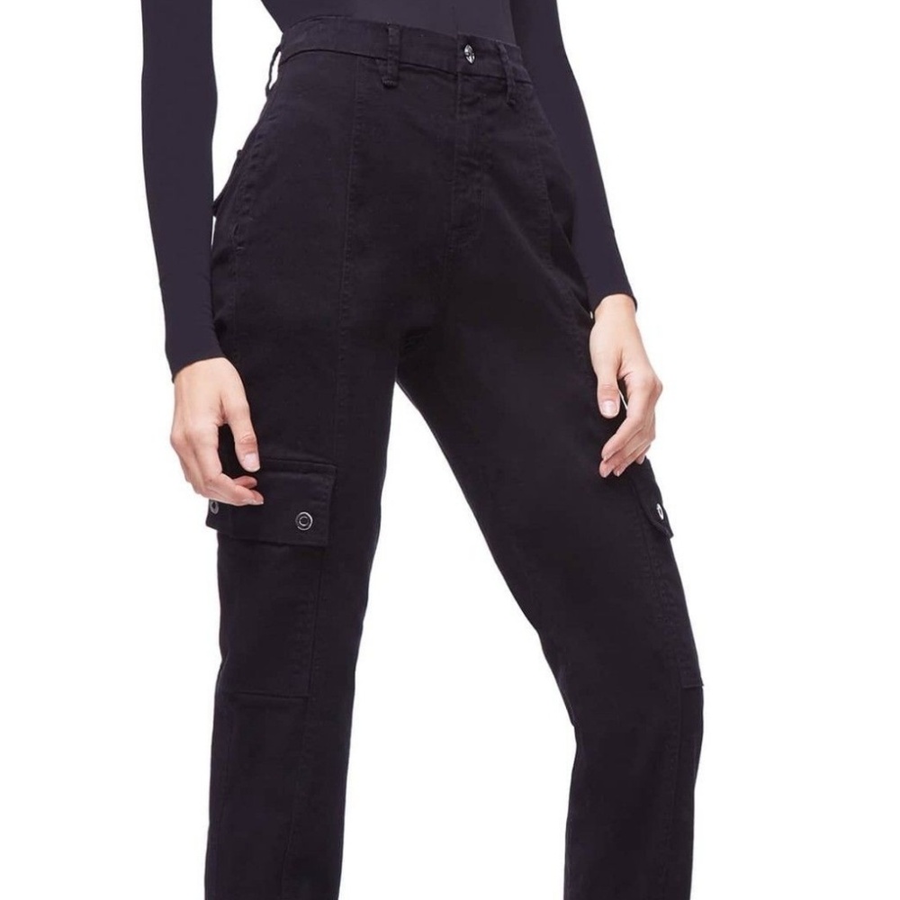 Good American Black Slim Cargo Pants Size 8